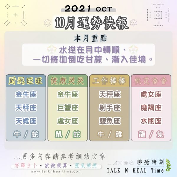 2021 10月份運勢占卜預測
